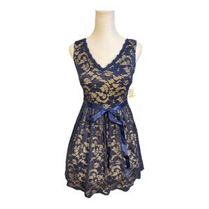 NEW! B Darlin Navy and Nude Size 7/8 Lace Mini Dress
